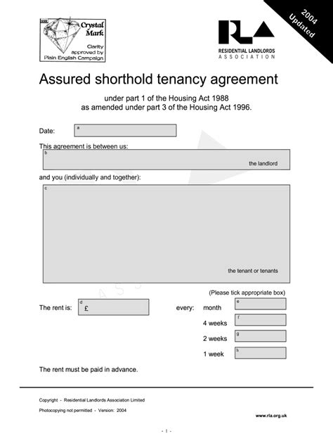 Assured Tenancy - Fill Online, Printable, Fillable, Blank | pdfFiller